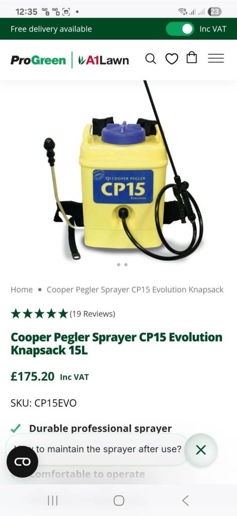 Cooper Pegler CP15 Evolution Knapsack Sprayer 15L – New