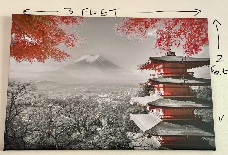 Wall canvas Japan Mount Fuji, Asian Japanese Temple. LIKE NEW.  Stunning !!
