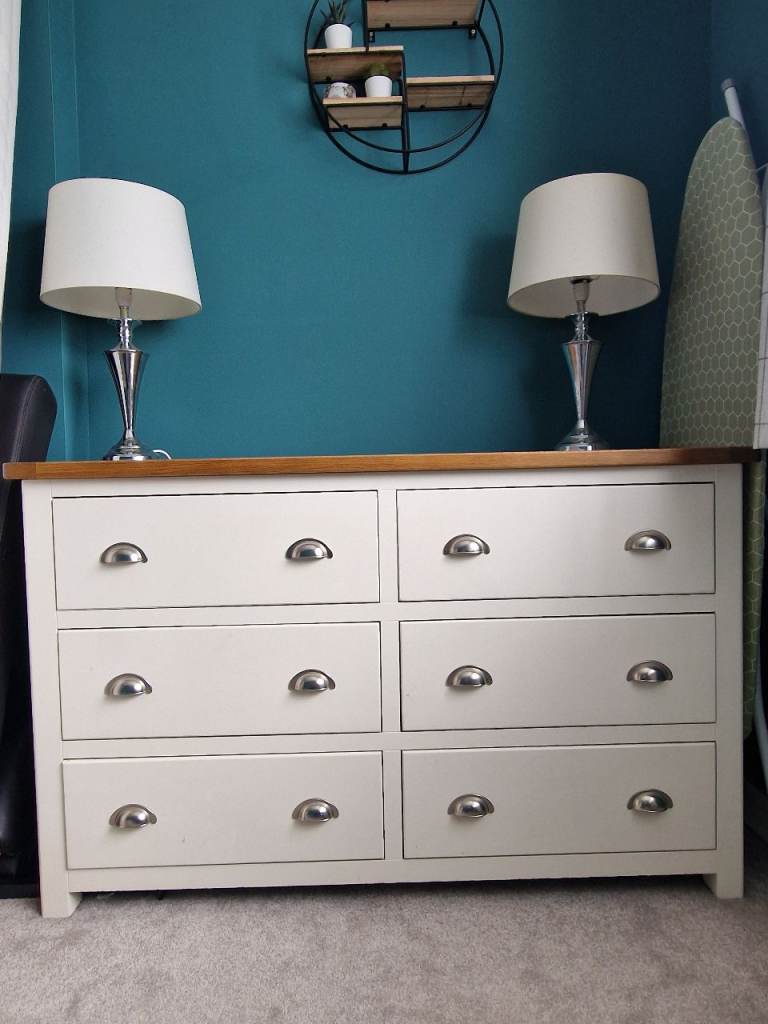 Cream Wooden Chest of Drawers - Good Condition
