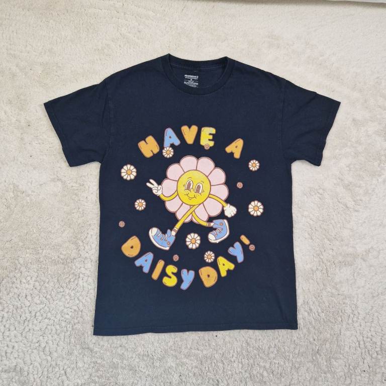 Blue Heartbreak Graphic Women's T-Shirt UK M Cotton Preloved