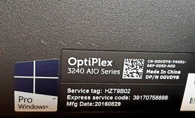 Dell Optiplex 3240 A10 Series All in One PC 