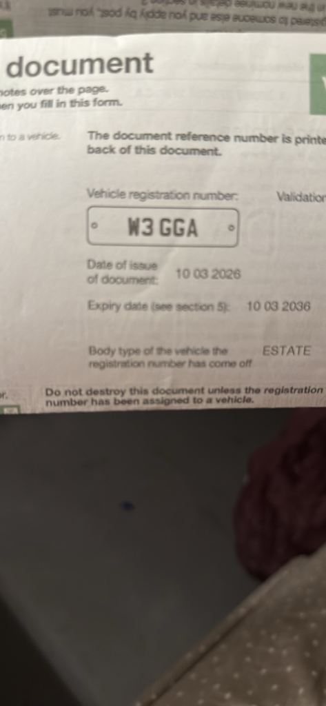 Cherished number plate 