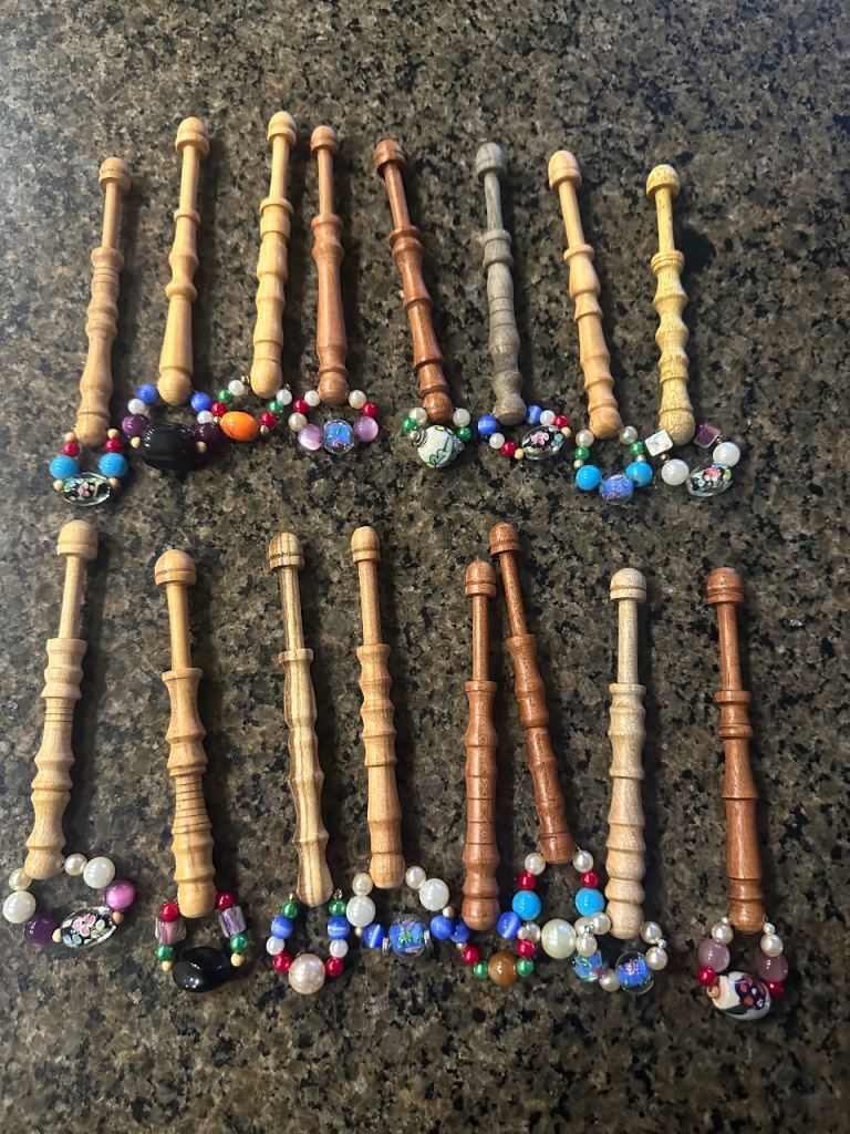 16 extra large wooden lace bobbins
