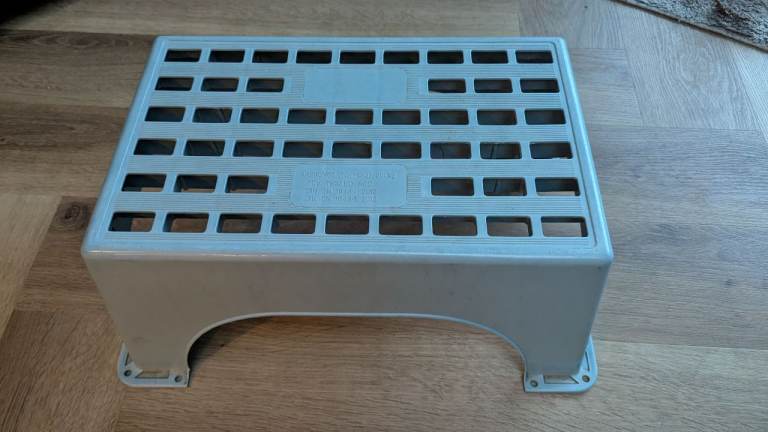 Caravan step. Pale blue