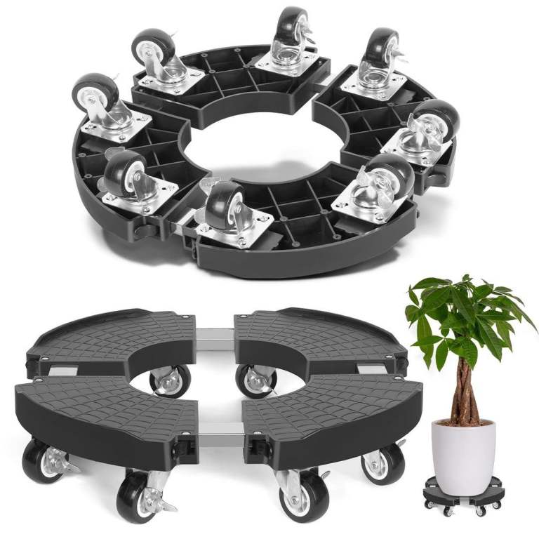 Plant Caddy with Wheels Lockable Casters Adjustable 38-58CM – Black
