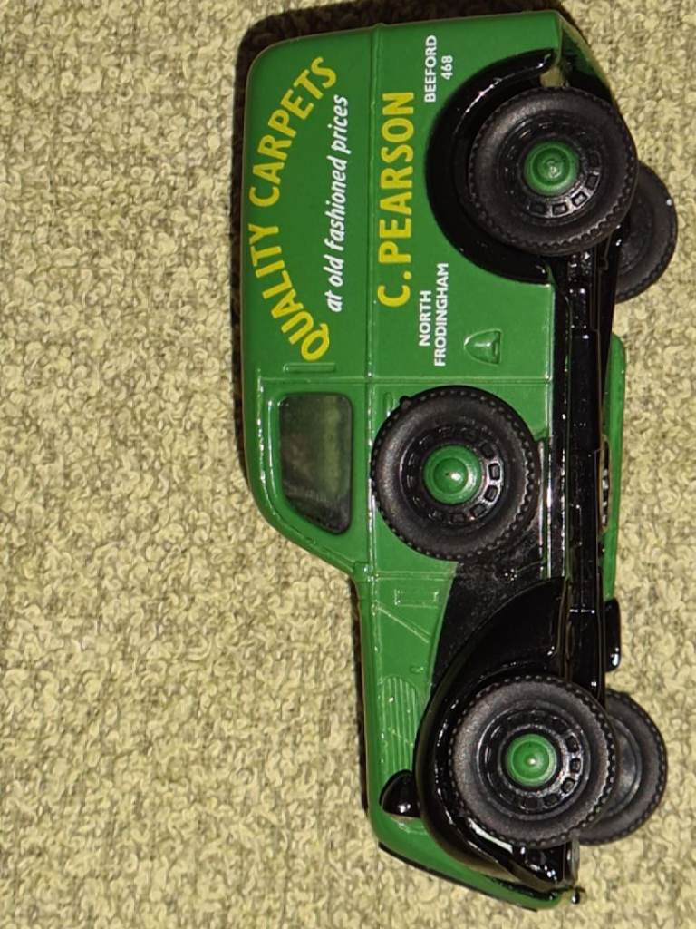 Lovely die-cast model of a Corgi Fordson van, branded with C.Pearson Quality Carpets.