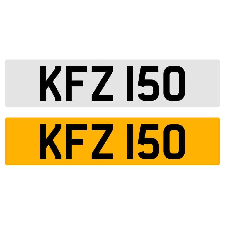 KFZ 150 NUMBER PLATE REGISTRATION NUMBERPLATE CHERISHED DATELESS NORTHERN IRISH NI