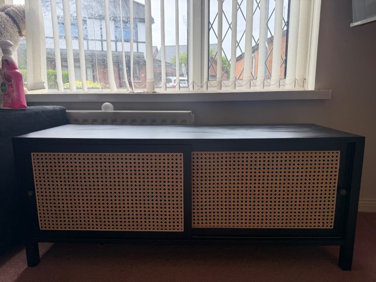 Black Rattan TV stand