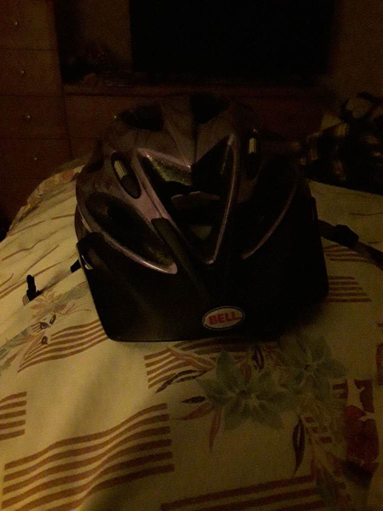 Purple cycling helmet 