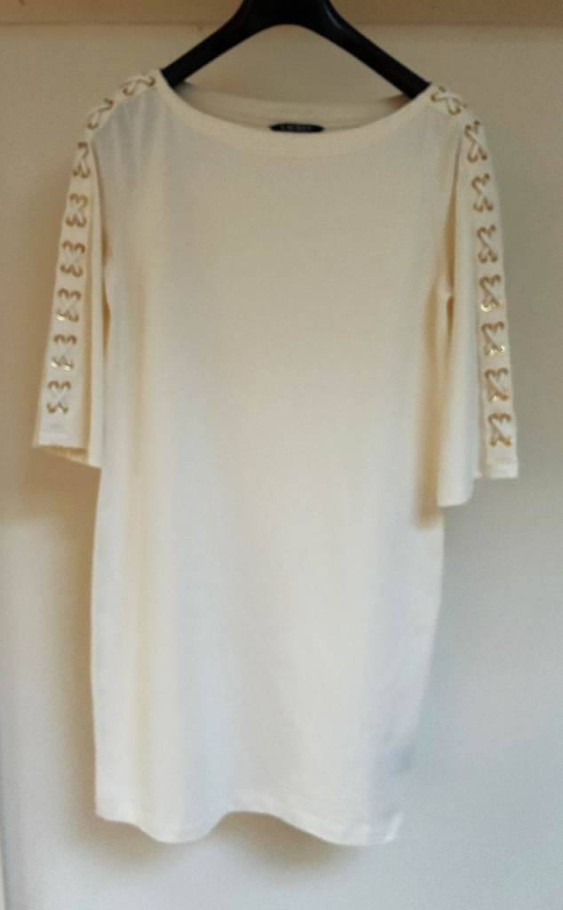 Ralph Lauren Women's Off White/Cream ¾ Sleeve , Casual Shift Dress Size M, As New
