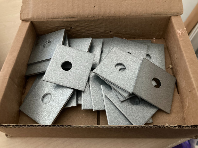 Galvanised steel plate square washers - Size 50mm x M12 - 25 in box