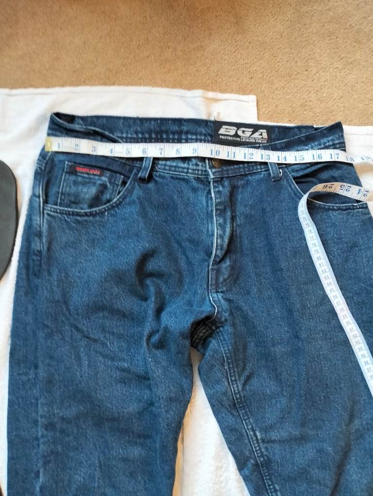 Bikers Gear Australia Black Mens Motorcycle Jeans  DuPont™ Kevlar® 34" W 28" Leg