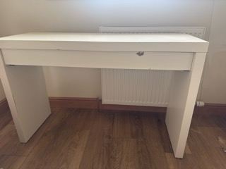 IKEA malm dressing table White Wooden Desk with Drawer – Fair Condition, Some Wear