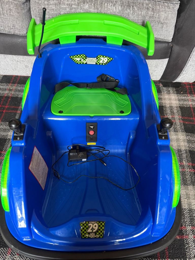 Kids Electric Ride-On Bumper Car – Blue & Green