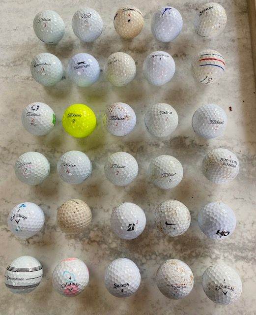 30 GOLF BALLS JOB LOT, OPTICS PEARL FOUND, TITLEIST PROV1, CALLAWAY, SRIXON