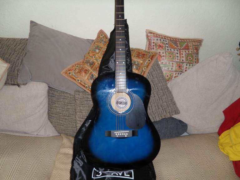Guitar - Acoustic - 4 / 4 Size Guitar – Blue with Carry Bag  