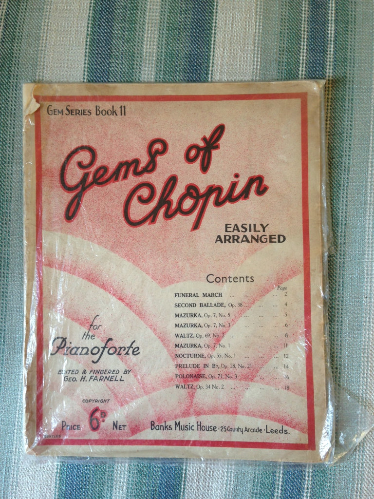 ANTIQUE CHOPIN MUSIC SHEETS Vintage old piano exercise book Nocturne famous song