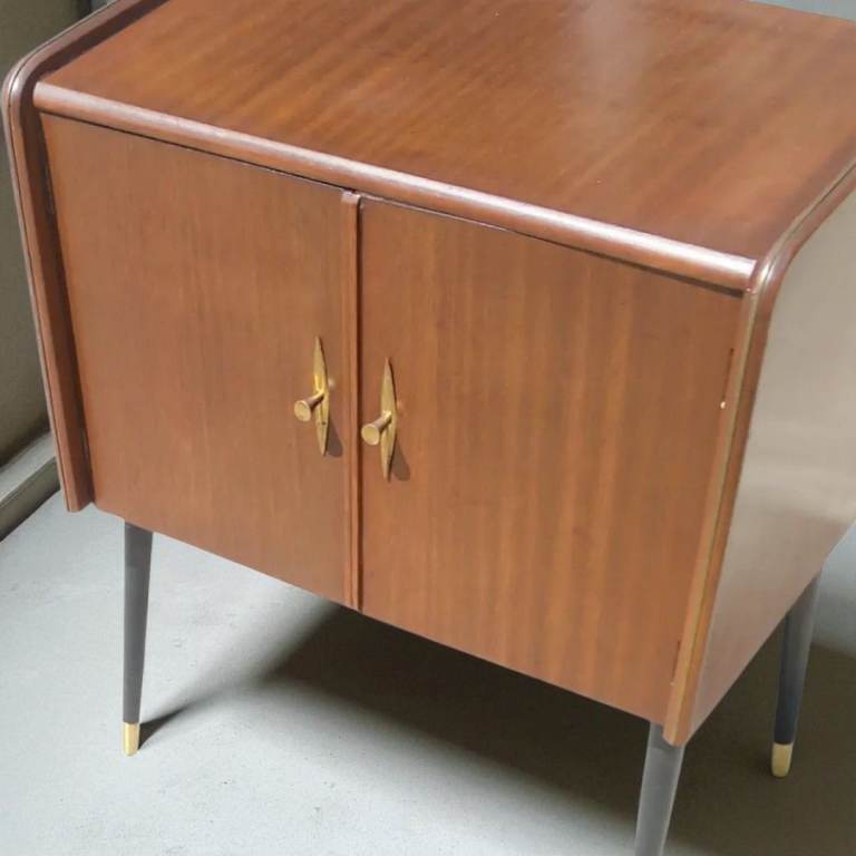 Mid Century Record Cabinet, 1950s Vintage, Atomic Dansette Legs