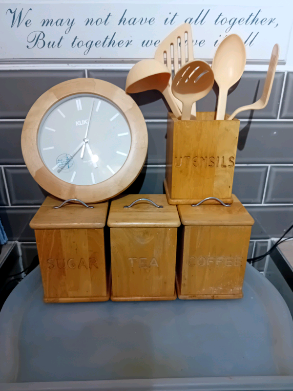 Kitchen canisters set with utensils