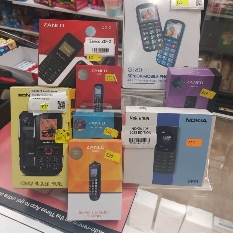 Brand New Phones Clearance Stock SONICA R2 RUGGED ULEWAY G180 SENIOR PHONE NOKIA 105 2023 Small Znco