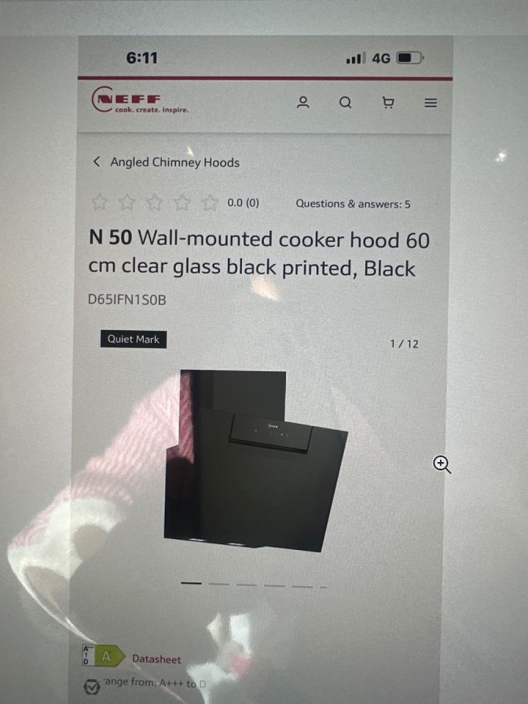 NEFF D651FN1S0B wall mounted cooker hood