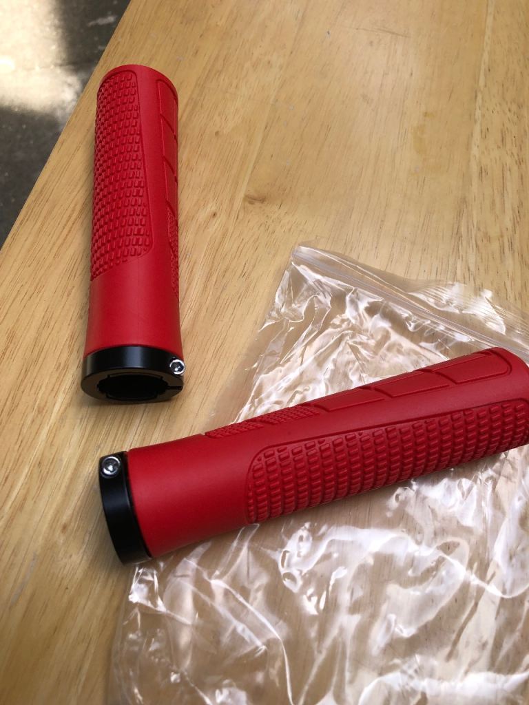 New Red Bicycle Grips, Black Collar, 2 pairs