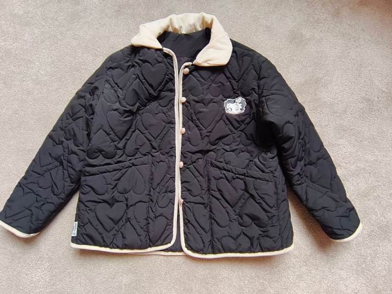Black Quilted Jacket with Heart Pattern – ExcellentCondition