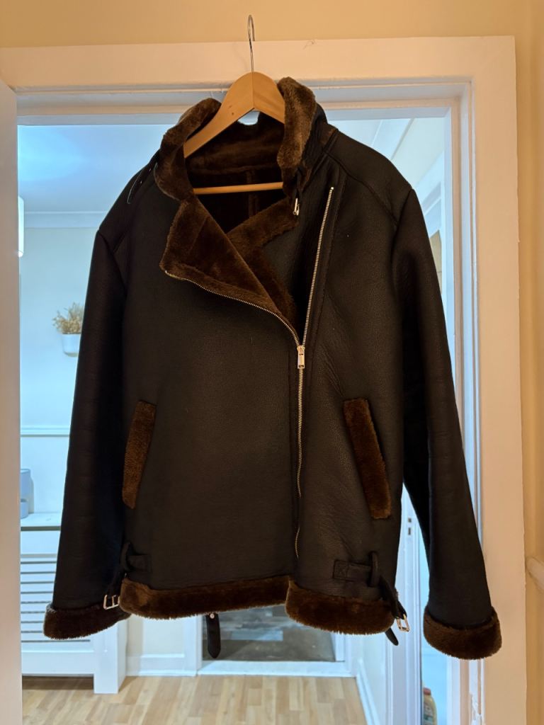 Faux Leather and Fur Flying Jacket