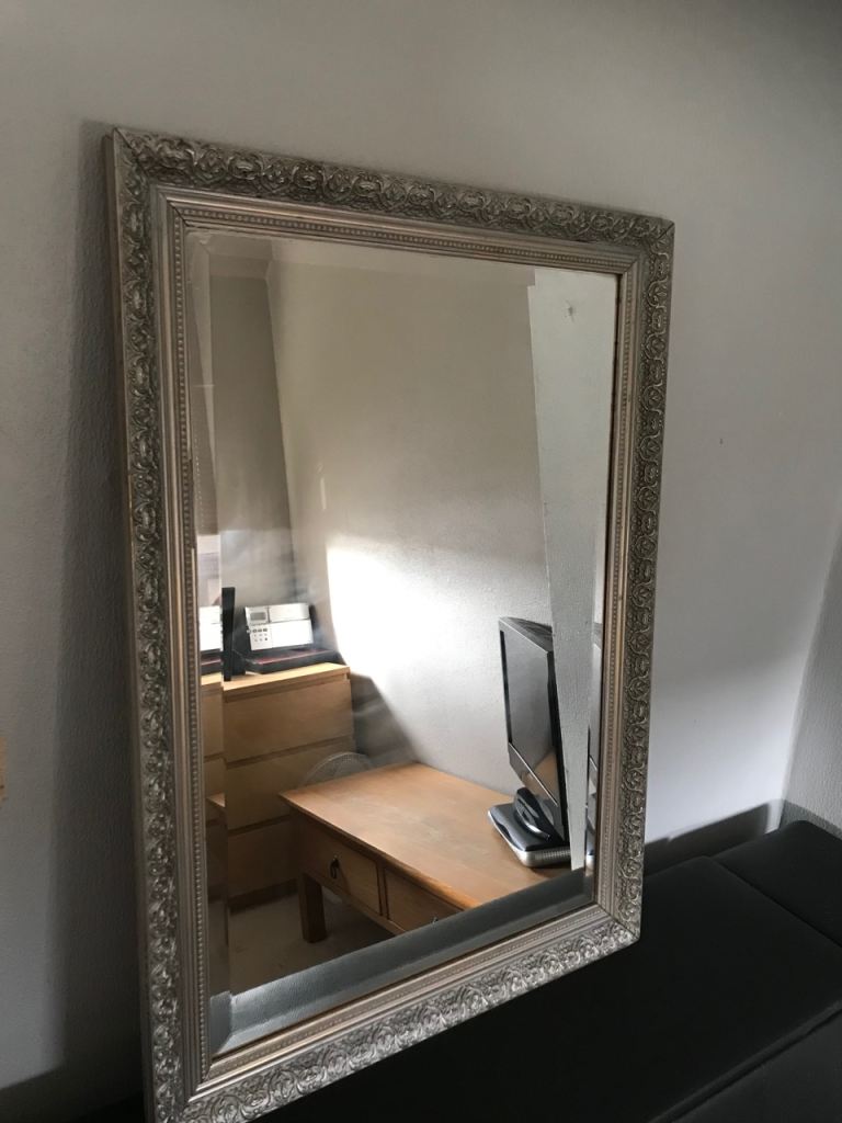 Bevelled edge framed mirror 