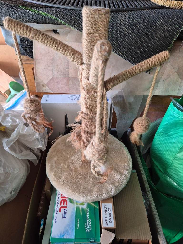 Cat scratching tree post in used condition - but plenty of life left in it yet