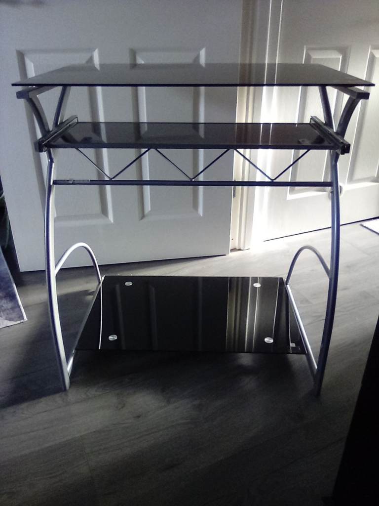 Used compact Black Glass Desk 