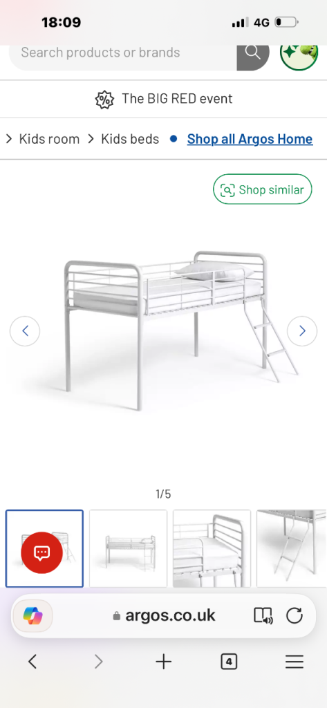 ***FREE*** Kids Jo ‘mid sleeper’ bed frame (Argos home 