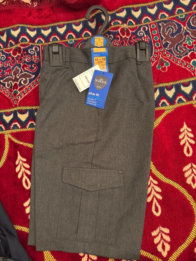 M&S New School Trousers - Grey, Age 11-12, Plus Fit
