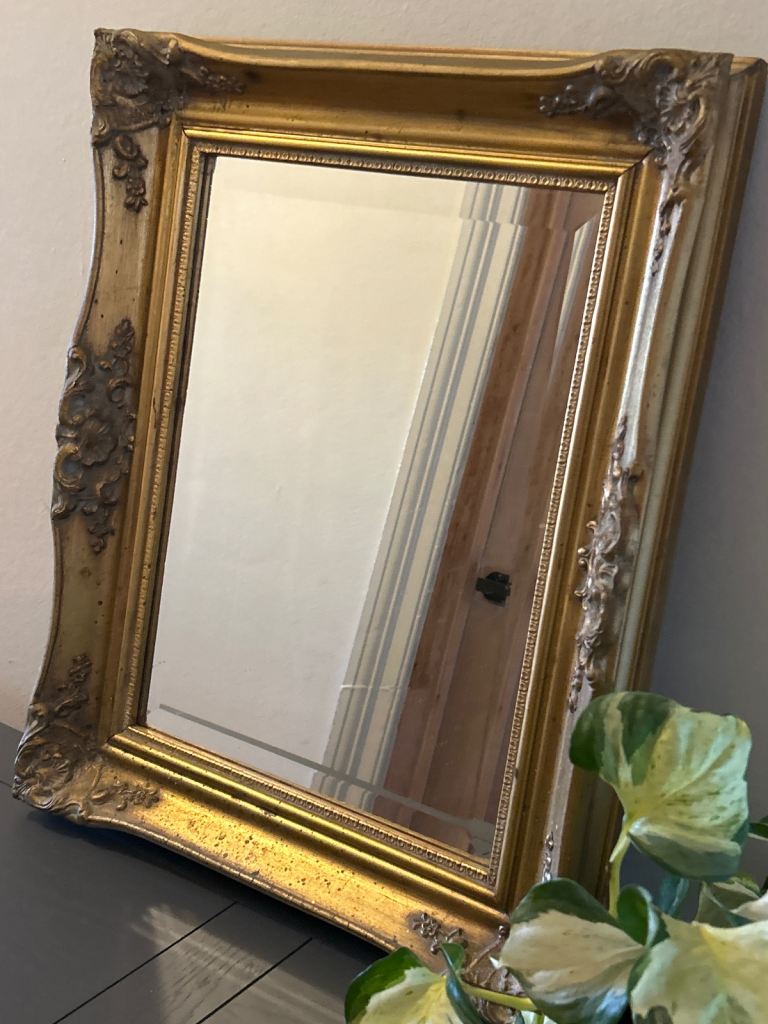 Bevelled mirror antique gold frame