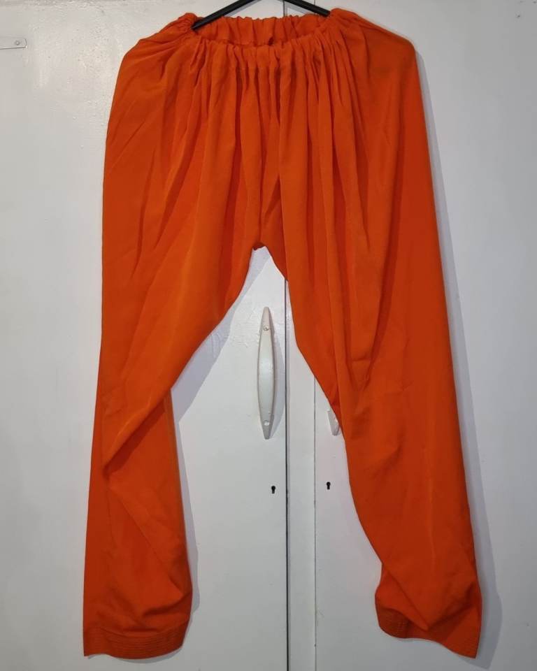 New. Orange kurti salwar with greeb gold embroidery work. Chest32 Asian dress 