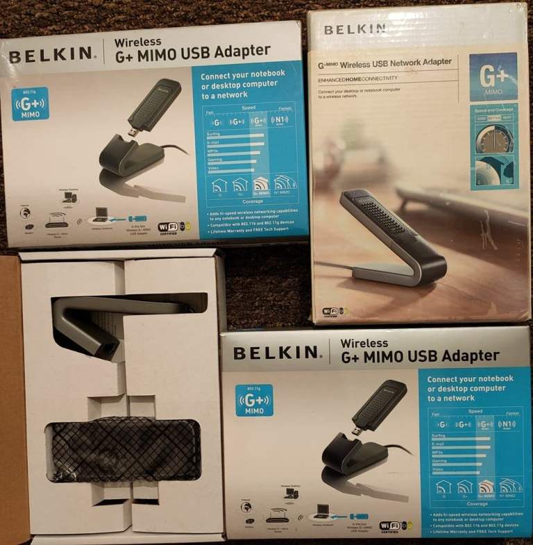 Belkin G+ MIMO USB Adapter - 4 Boxed WIFI Dongles