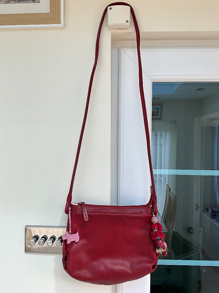 Radley “Lilypond” style Red Leather Shoulder Bag with Bracelet and Dust Bag