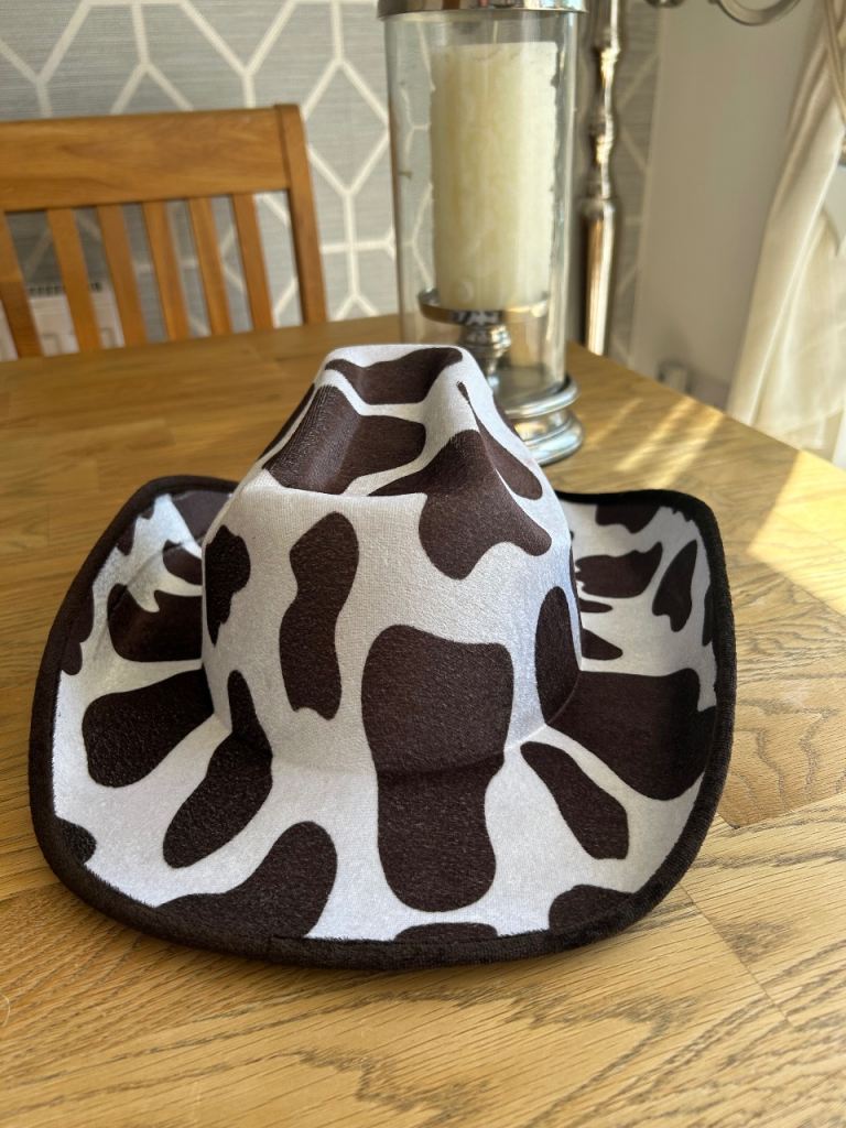 New Cow Print Cowboy Hat – Unused Fancy Dress