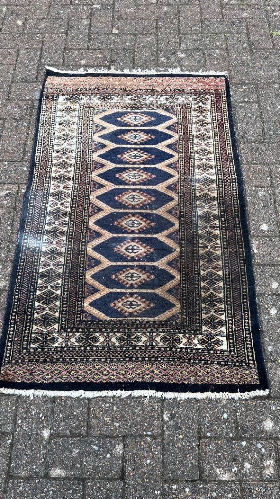 Vintage Bokhara blue rug 