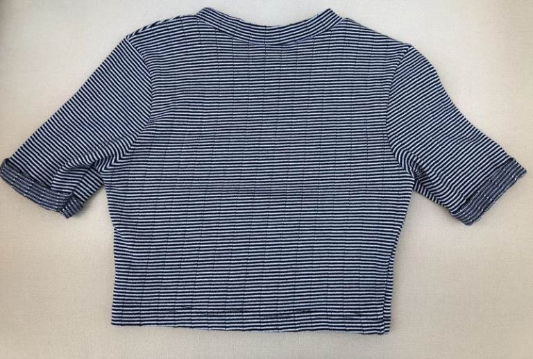 Topshop black/white fine striped cropped top Size 8 VGC £5 ONO