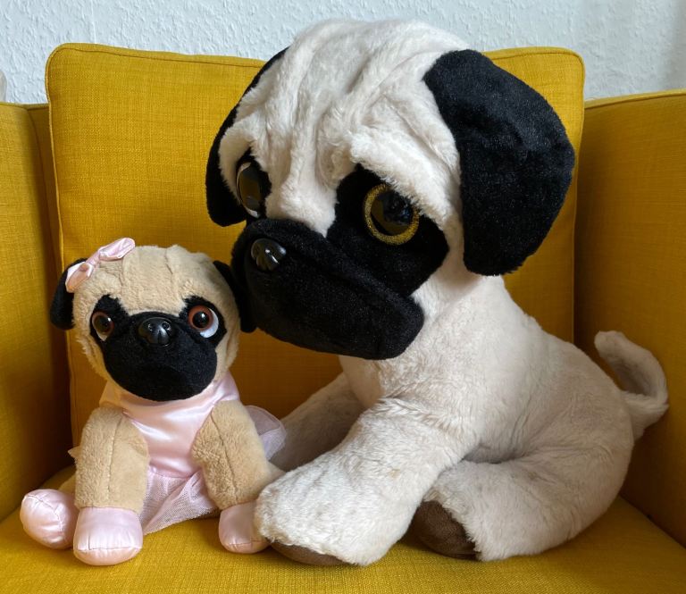 Pug Daddy and girl soft toys