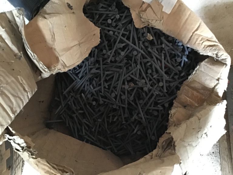 Part Box of galvanised nails