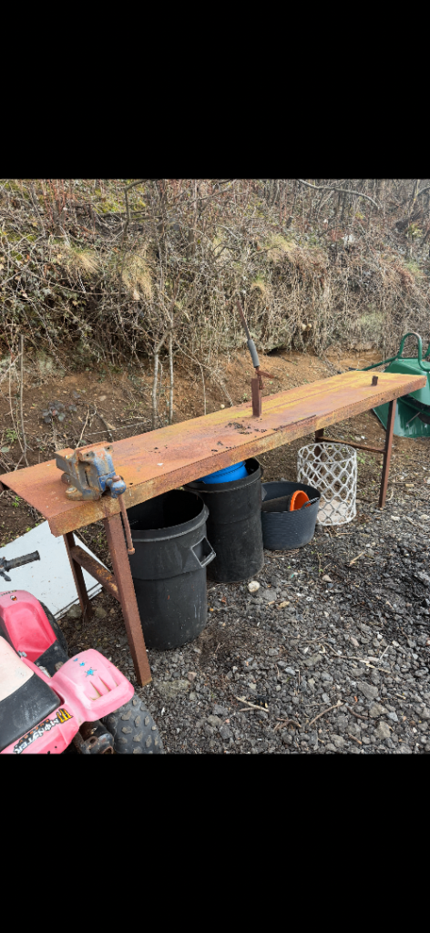 Heavy Duty Metal Workbench with Vice - Fair Condition