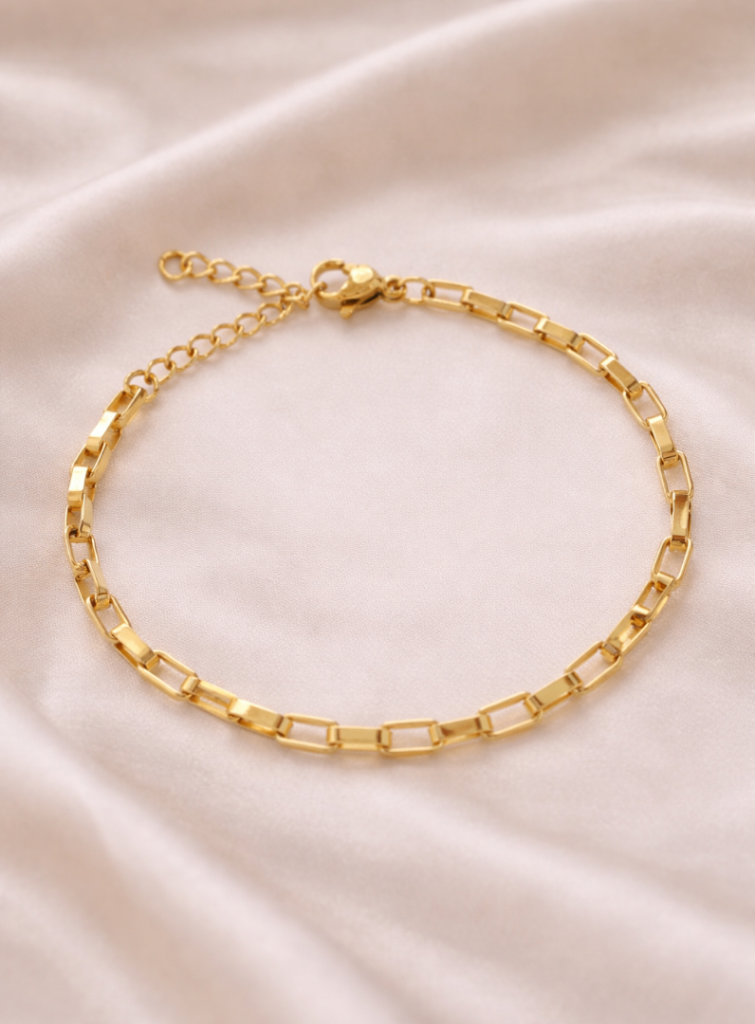 18K Gold Plated Box Chain Bracelet Adjustable Minimalist Gift for Her Dainty UK