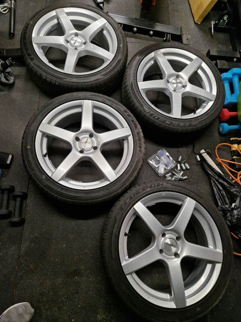 4x 17" alloy wheels (4x100) & 205/45R17 tyres - seat toyota vauxhall volkswagen