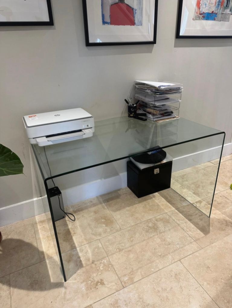 Solid glass desk