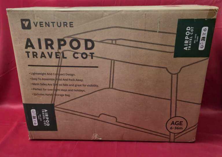 image for Venture Airpod Travel Cot – Lightweight Foldable 0-3 years (Green)