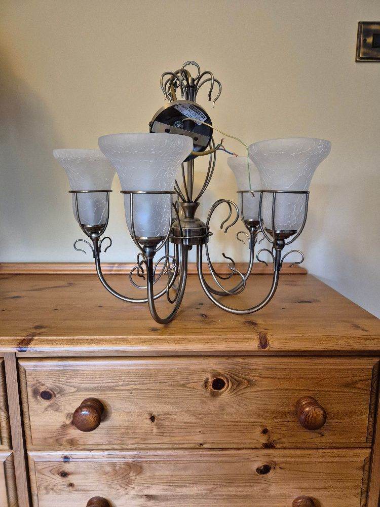 Hanging ceiling light 5 shades perfect condition , antigue finish