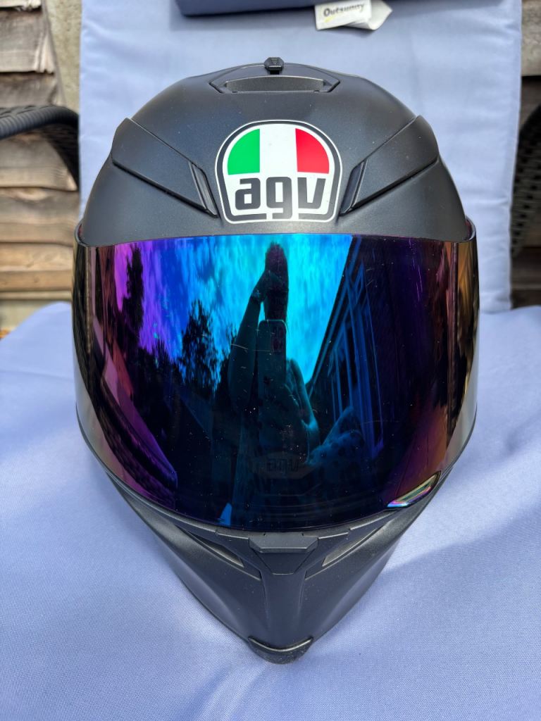 Matt black AGV 55-56cm biker helmet 