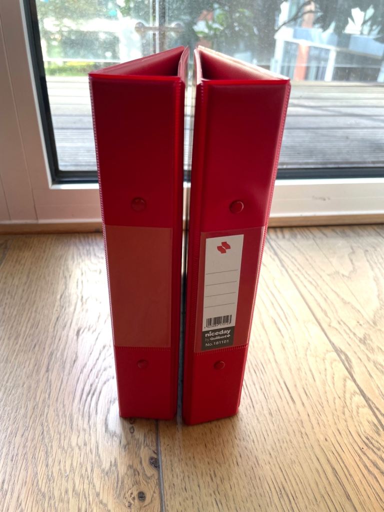 2 Red Ring Binders by Niceday for A5 paper– Size Mini or Junior